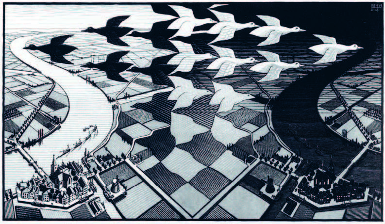 M.C. Escher Νύχτα και Μέρα, 1948 (Ξυλογραφία)