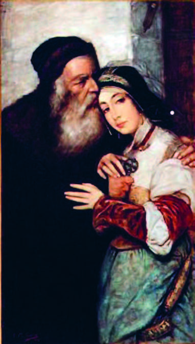 Shylock und Jessica, Maurycy Gottlieb (τέλη 19ου αι.) Το μοτίβο της νεαρής και όμορφης Εβραίας σε αντιδιαστολή με την μορφή εδώ του Εβραίου ως πατρικής φιγούρας, στην επιεικέστερη δηλαδή εκδοχή της, υποδηλώνει το εφικτό του προσηλυτισμού της Εβραίας κόρης και επομένως την προοπτική σεξουαλικής πρόσβασης σε αυτήν των χριστιανών ανδρών.