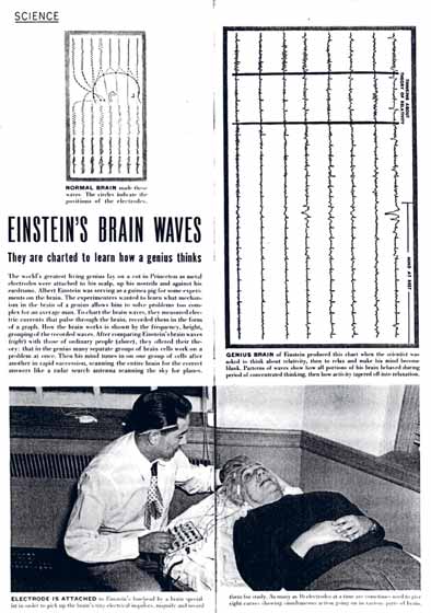 Εγκεφαλογράφημα του Einstein καθώς σκέφτεται τη θεωρία της σχετικότητας. Για το LIFE του 1951, «τα εγκεφαλικά κύματα της θεωρίας της σχετικότητας»